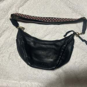 Lucky Brand Black Pebbled Leather Laya Crossbody Bag with Embroidered Strap